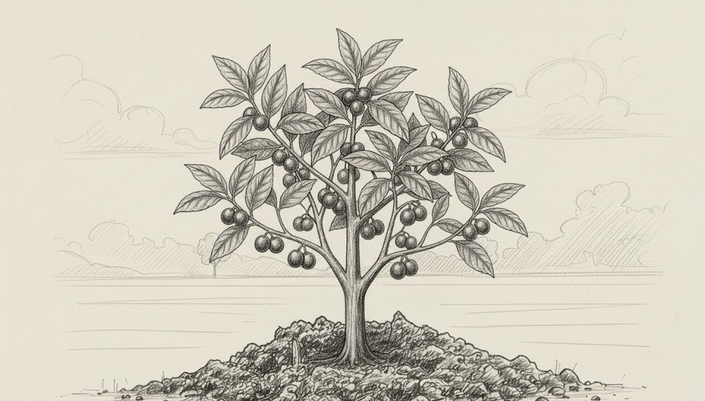 A mature plant bearing fruits, representing the culmination of growth